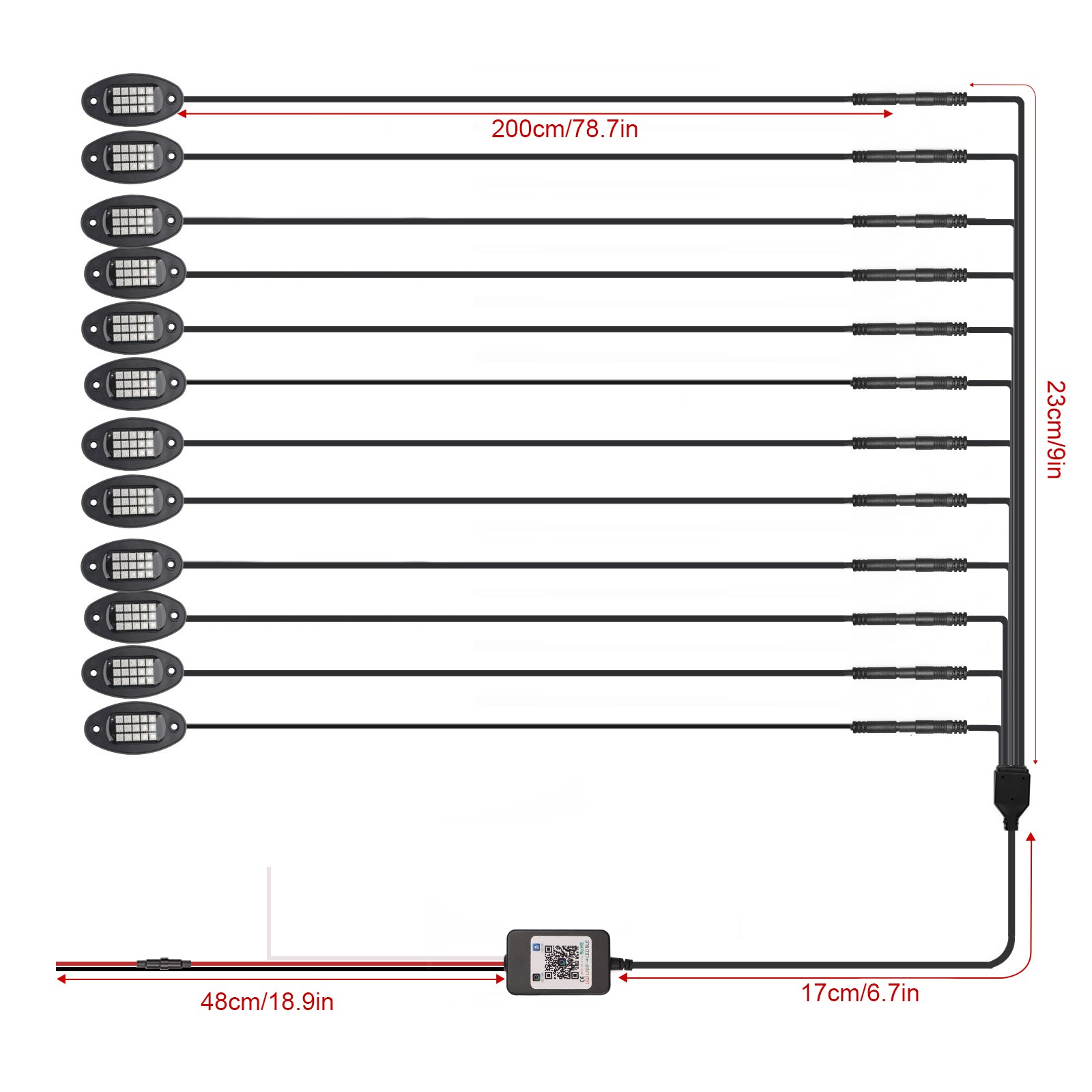 12 Pods RGB LED Rock Lights Kit Offroad Truck Underbody Neon Music Bluetooth APP