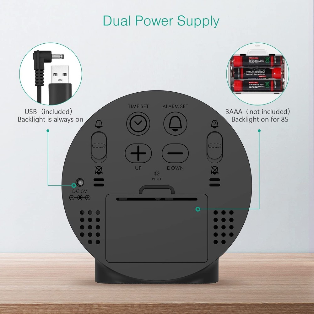 ORIA Digital Alarm Clock, HD LED Display Alarm Clock, Simple Table Clock, Ele...