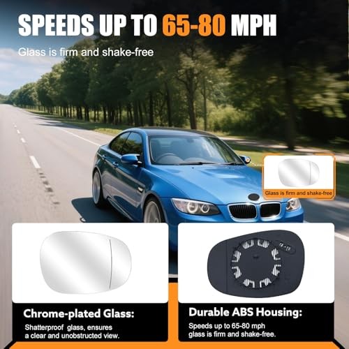 Passenger Side Heated Mirror Glass Compatible with BMW 3 Series E90 E91 E92