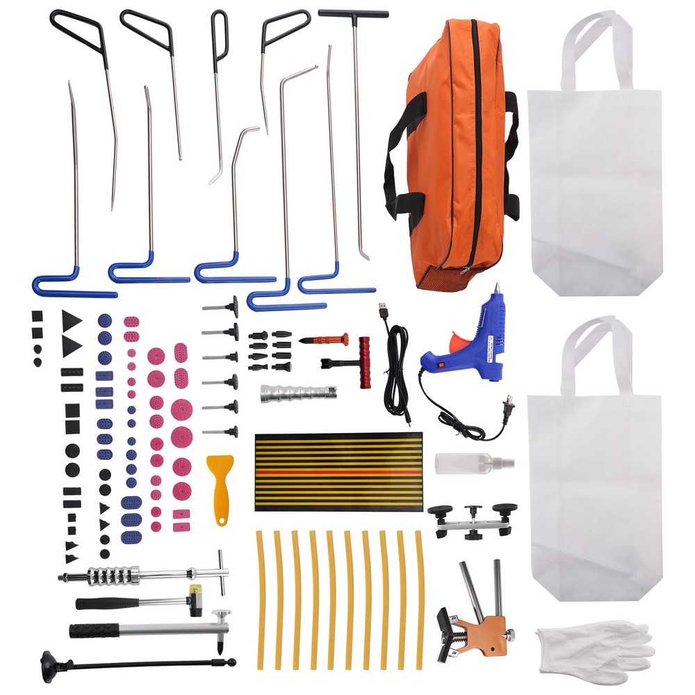 89pcs Auto Dent Kit Paintless Removal Bridge Puller Hammer Glue Gun