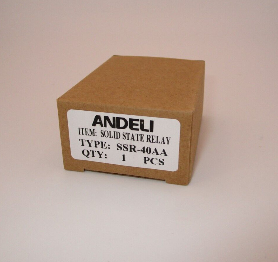 SSR-40AA Solid State Relay ANDELI 40A Load 24-380 VAC / Control 80-250 VAC