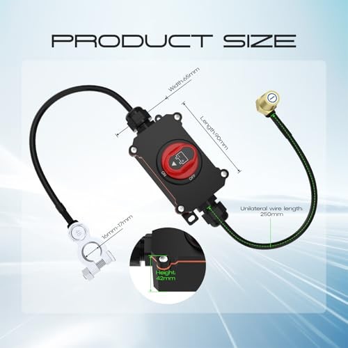 Waterproof Battery Cut Off Switch with Wire Top Post Battery Disconnect Switch
