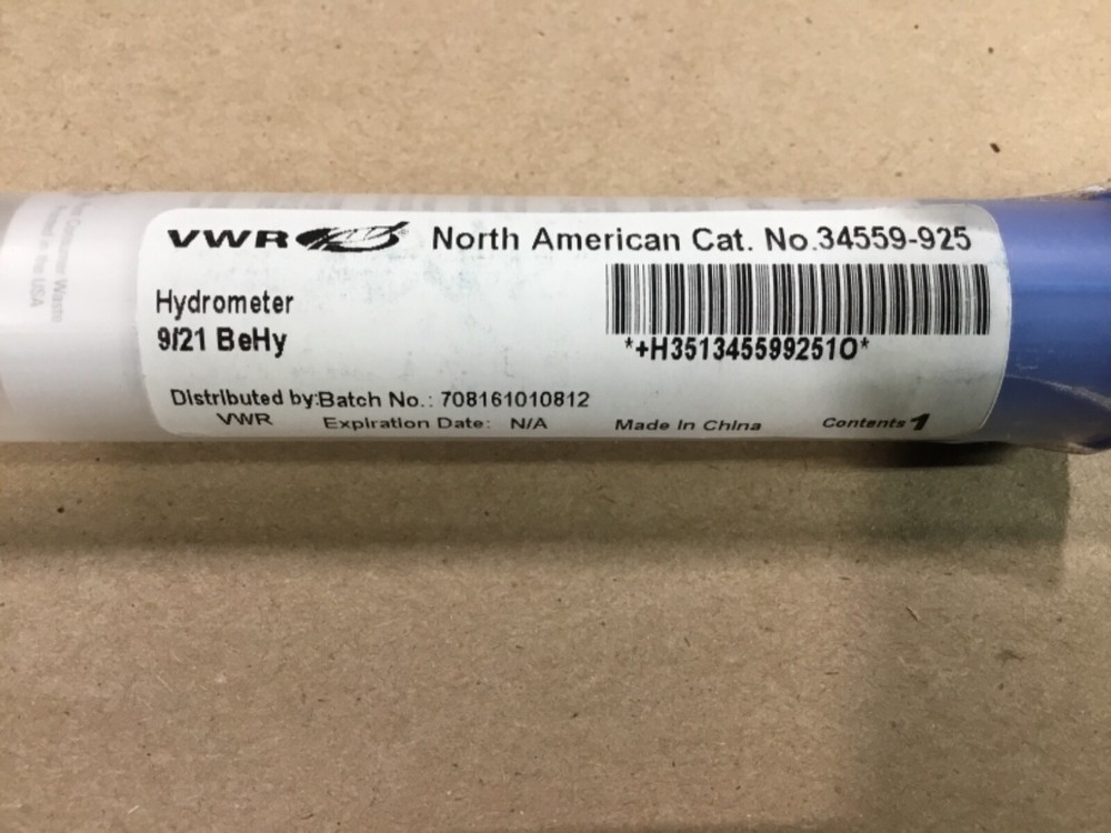VWR 34559-925 Plain Form Baume Hydrometer 9 To 21 #25D32TK