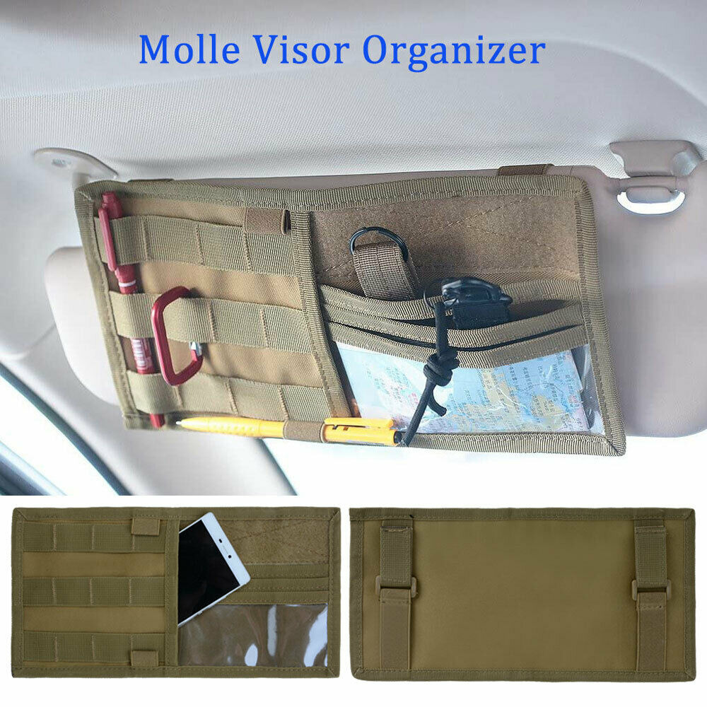 Car Vehicle Visor Panel Molle Pouch EDC Sun Visor Organizer Storage Utility Bag
