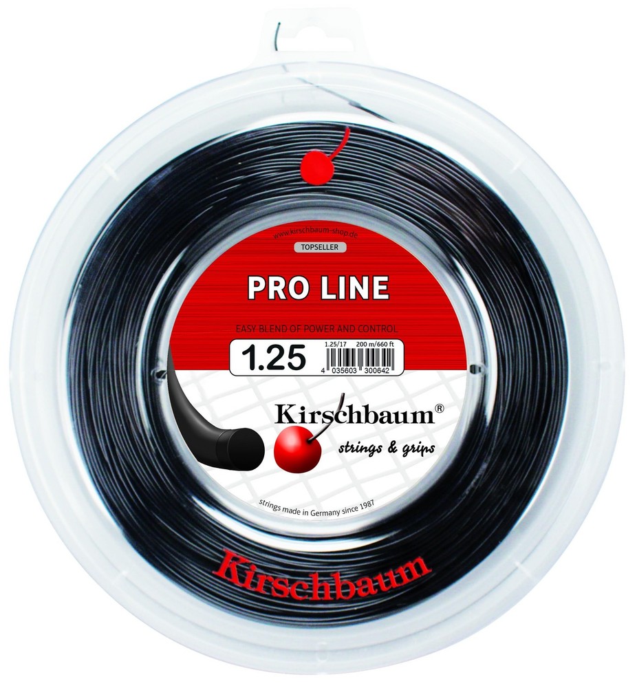 Kirschbaum Black 1.25mm 17 Gauge Polyester Tennis String Optimal Spin Control