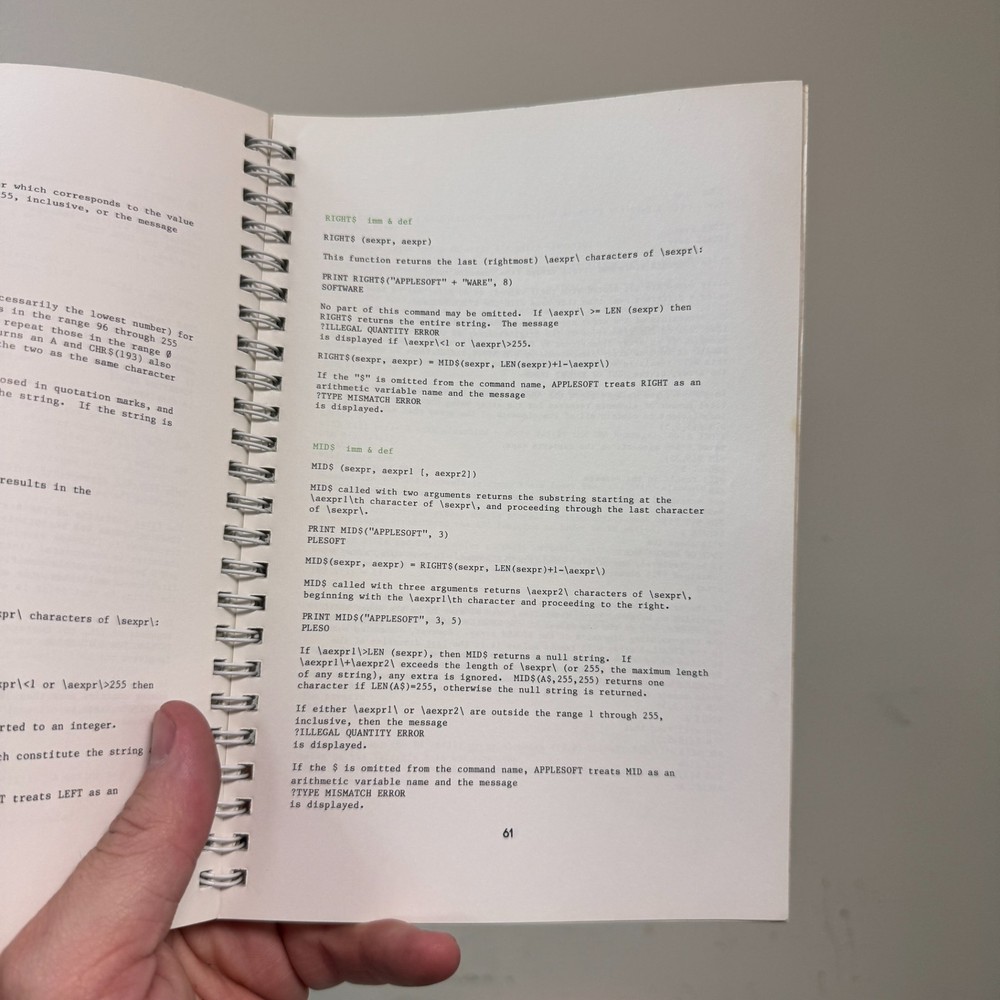 VTG 1978 Apple II Applesoft Basic Programming Reference Manual Computer Inc