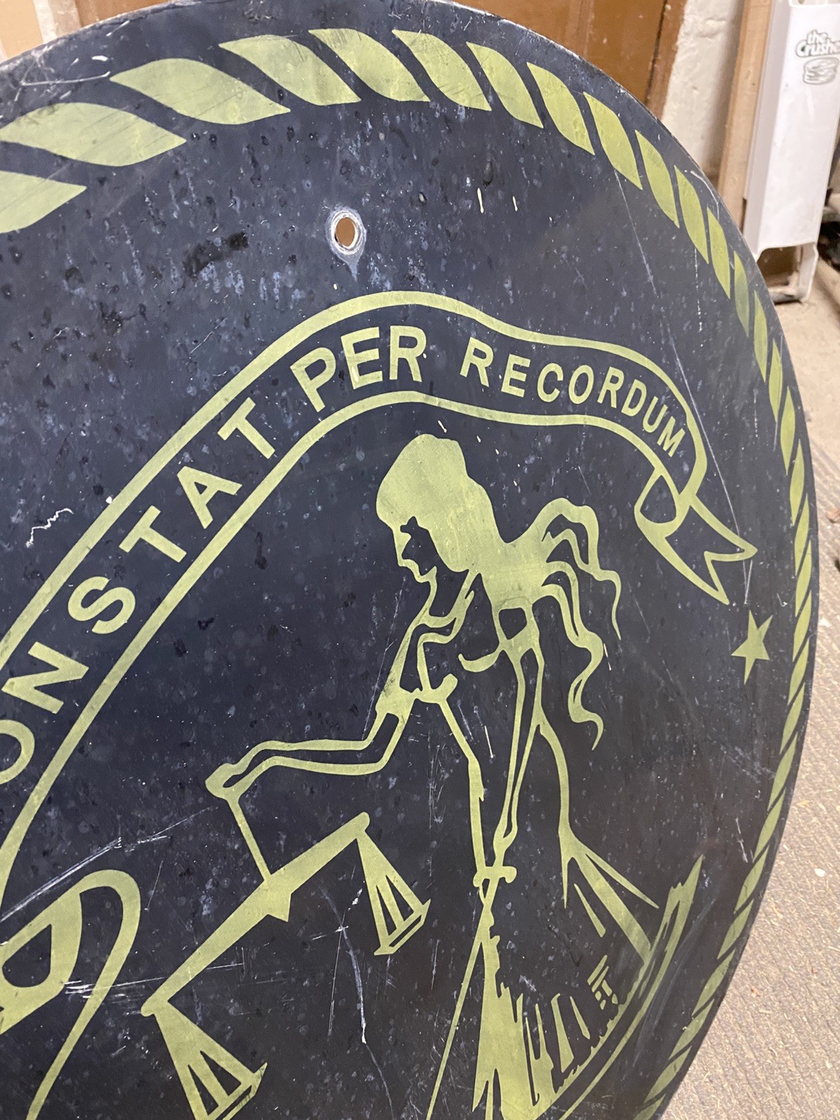 Authentic Retired Vintage 30x30 Constat Per Recordum Woman Road Sign Highway