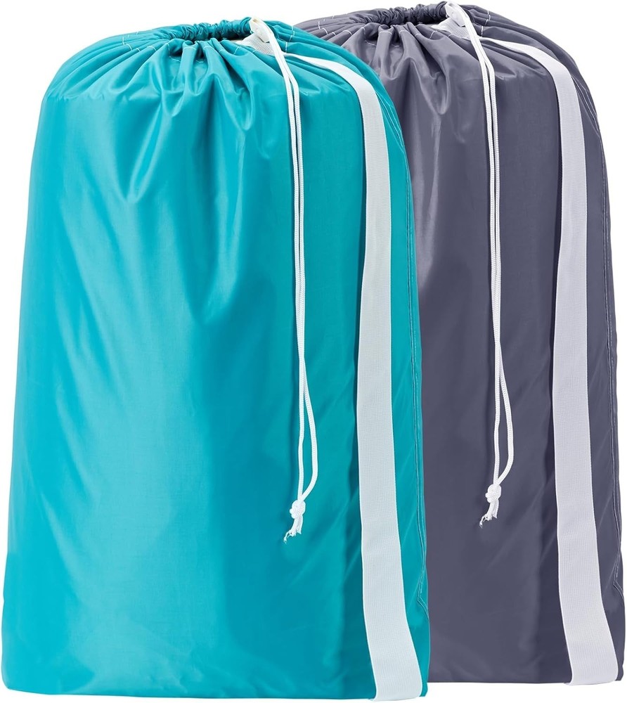 Large Capacity Nylon Laundry Bags (2 Pack) - Durable & Stylish Storage Solution