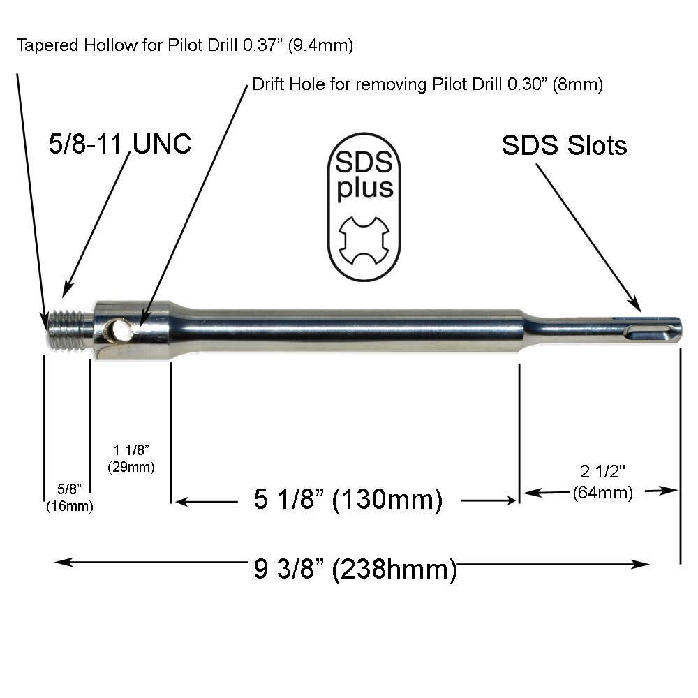 Core Drill Bit Adapter 5/8-11 SDS Plus Extension For Diamond Core Bit SDS Drill