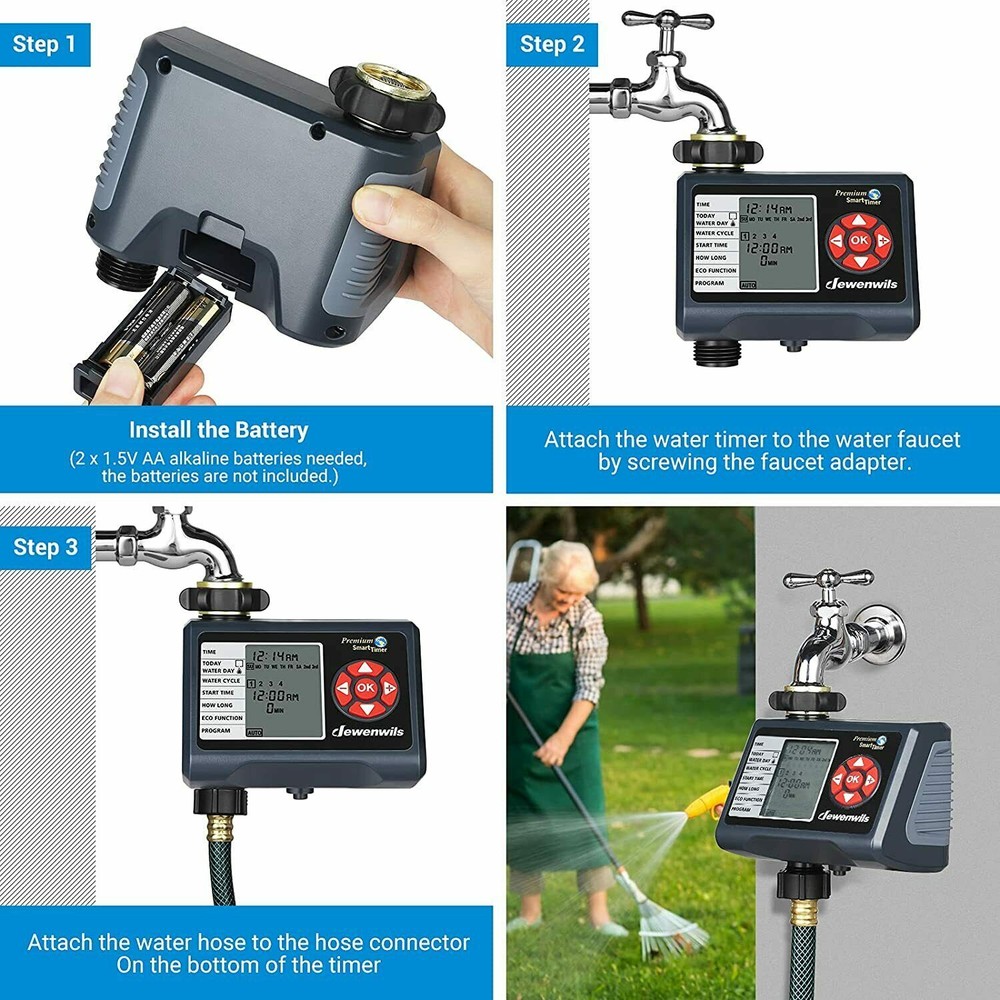 DEWENWILS Sprinkler Timer Water Hose Garden Irrigation Timer with 4 Programmable