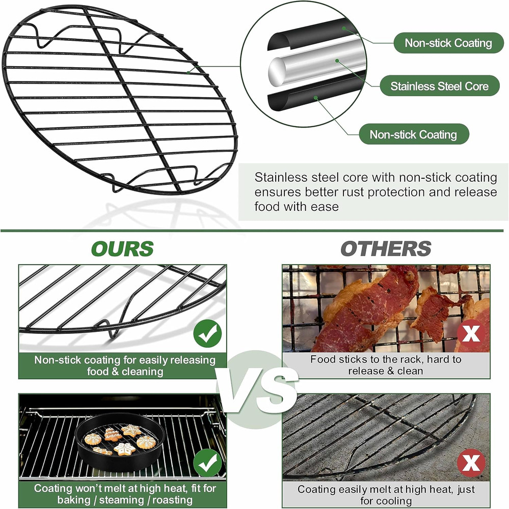 round Cooling Rack, 7.5’’ Small Baking Roasting Grilling Rack with Stainless Ste