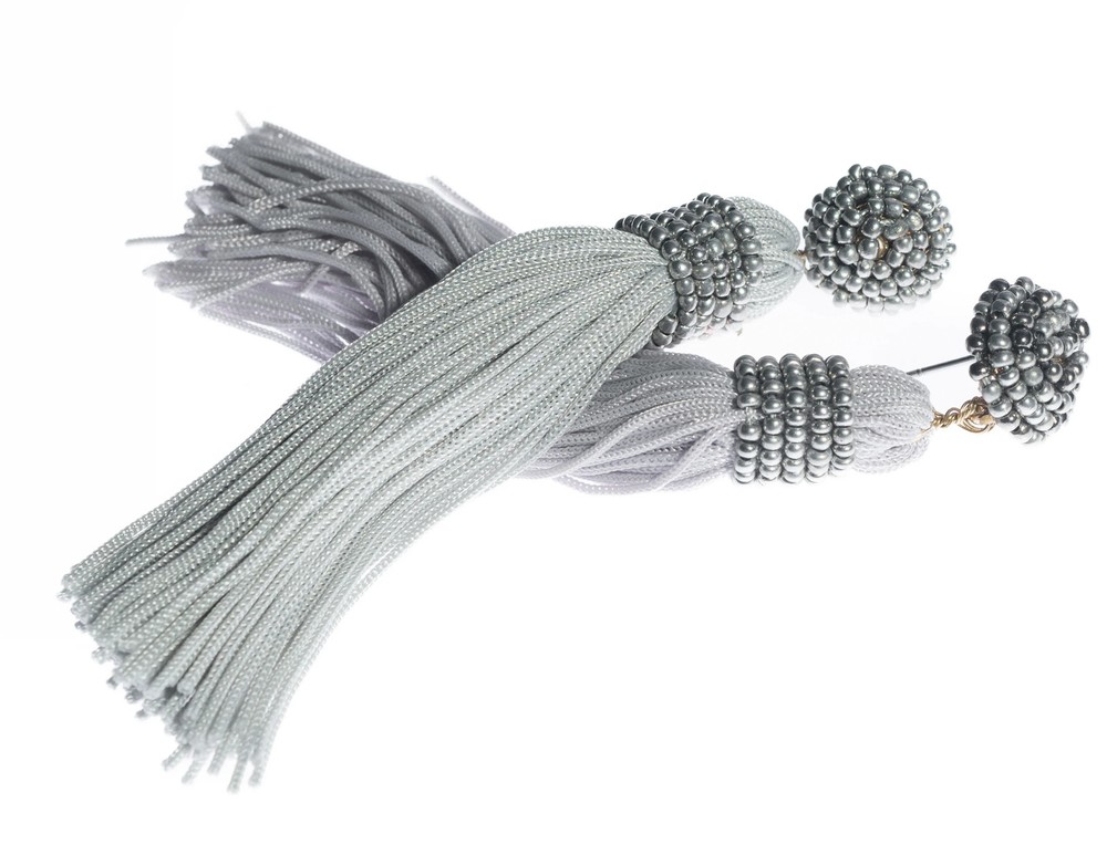 Seedbead Silver Fringe Earring
