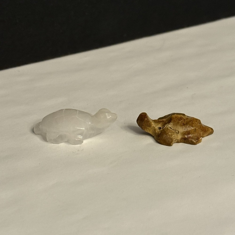 Lot 2 Carved Stone TURTLE Figurines Primitive