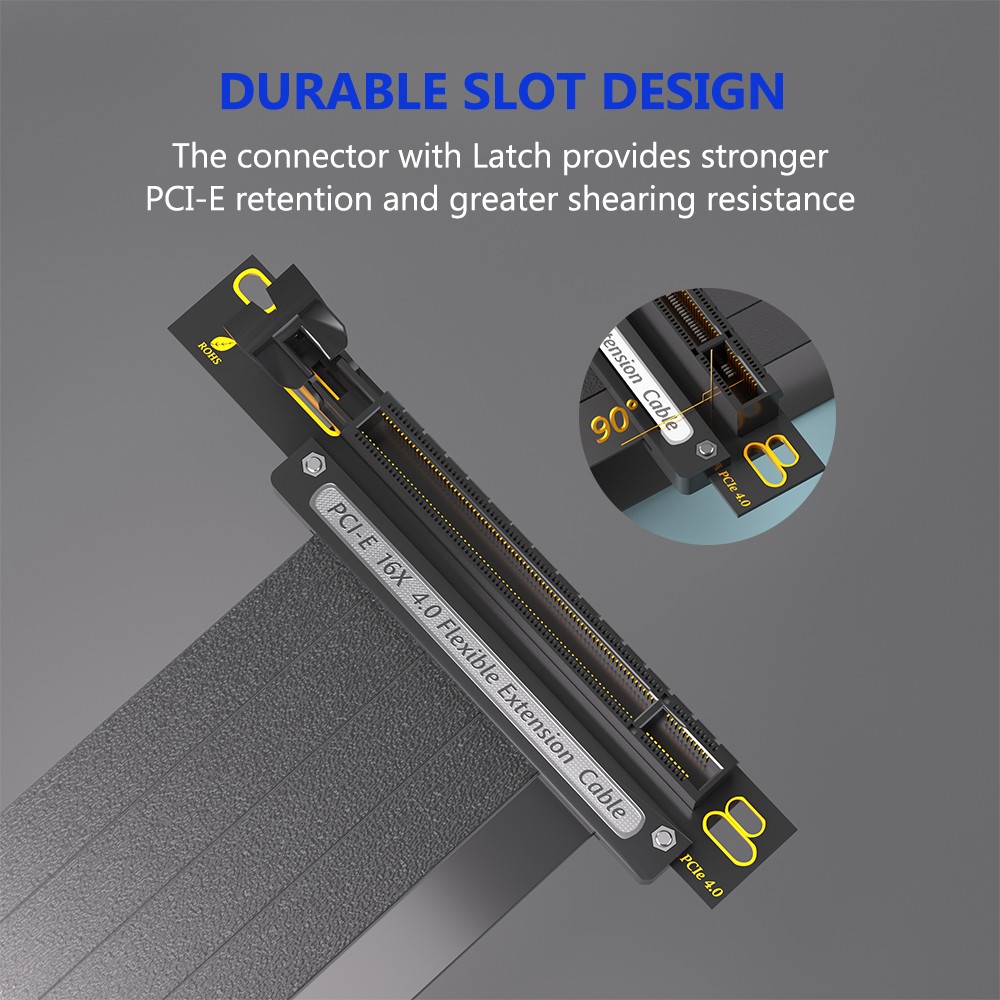 PCIE 4.0 Extension Cable, 16x Shielded High Speed GPU Riser Cable with PCIE Port