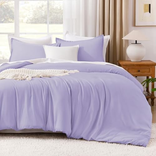 Purple Comforter Size, 3 Pieces Lightweight Solid Bedding Full Lavender