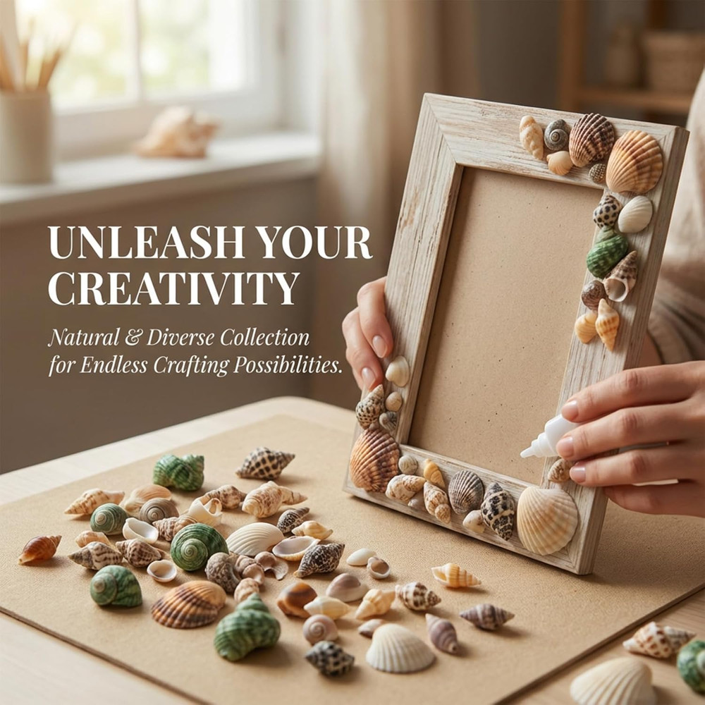 Tiny Seashells for Crafts - Small Sea Shells Mixed Ocean Beach Shells Bulk for H