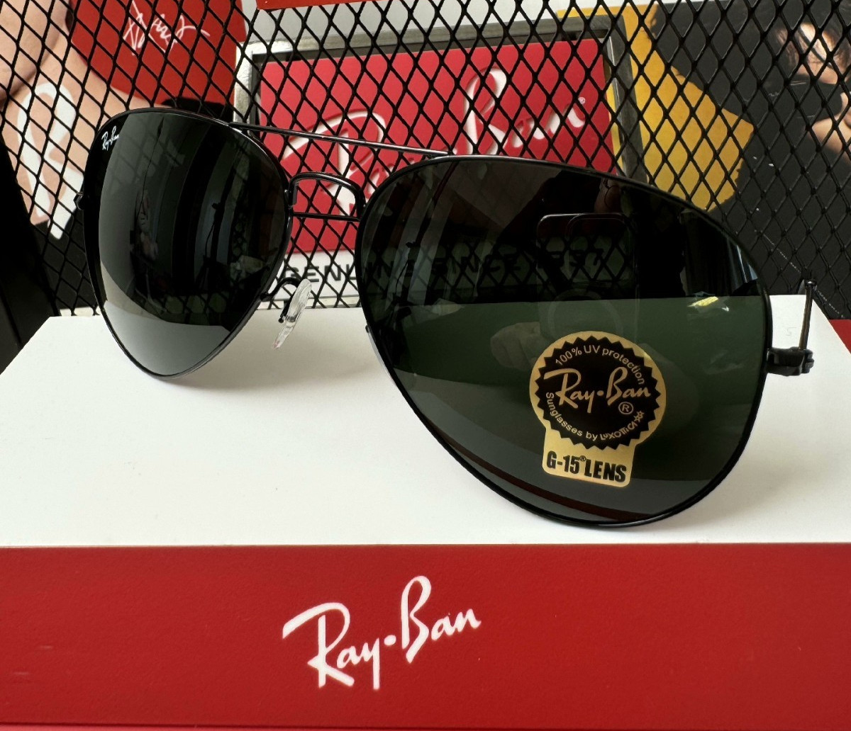 NEW RAY-BAN RB3025 AVIATOR PILOT SUNGLASSES BLACK FRAME GLASS GRAY LENS 58-14MM