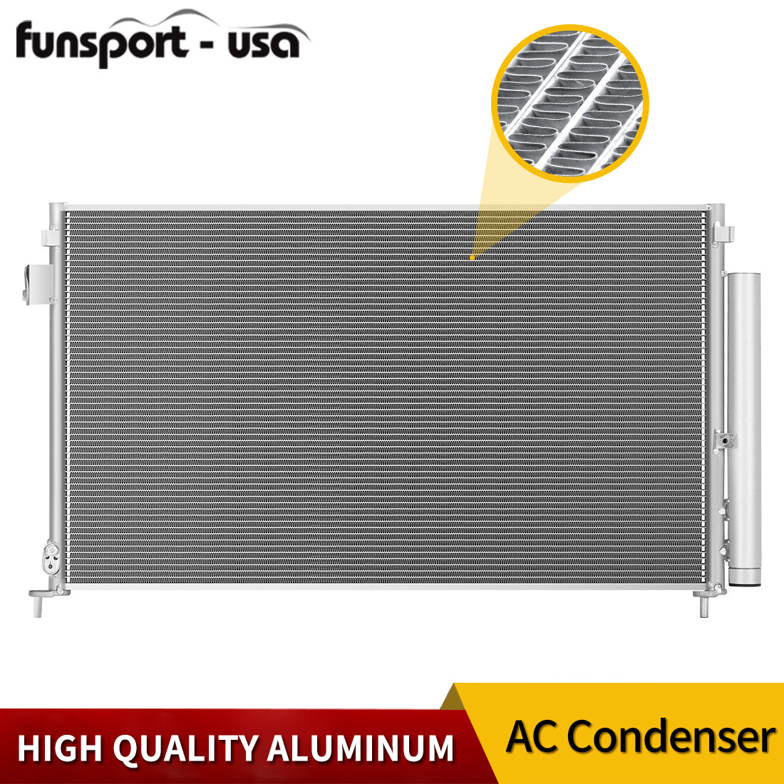 AC Condenser for 2006-2011 Honda Civic Coupe 2-Door With Receiver Drier Aluminum