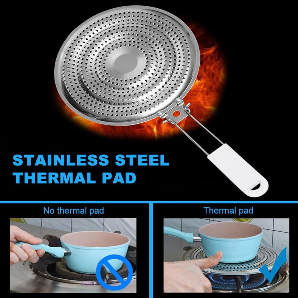 Heat DiffuserStainless Steel Heat Diffuser With Cool Touch Handle for Gas and...