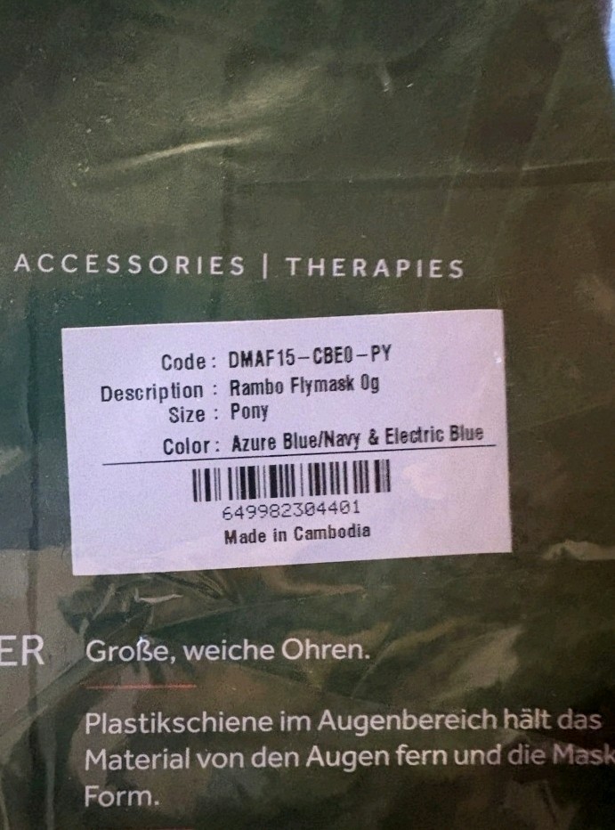 Rambo Pony Size Fly Mask