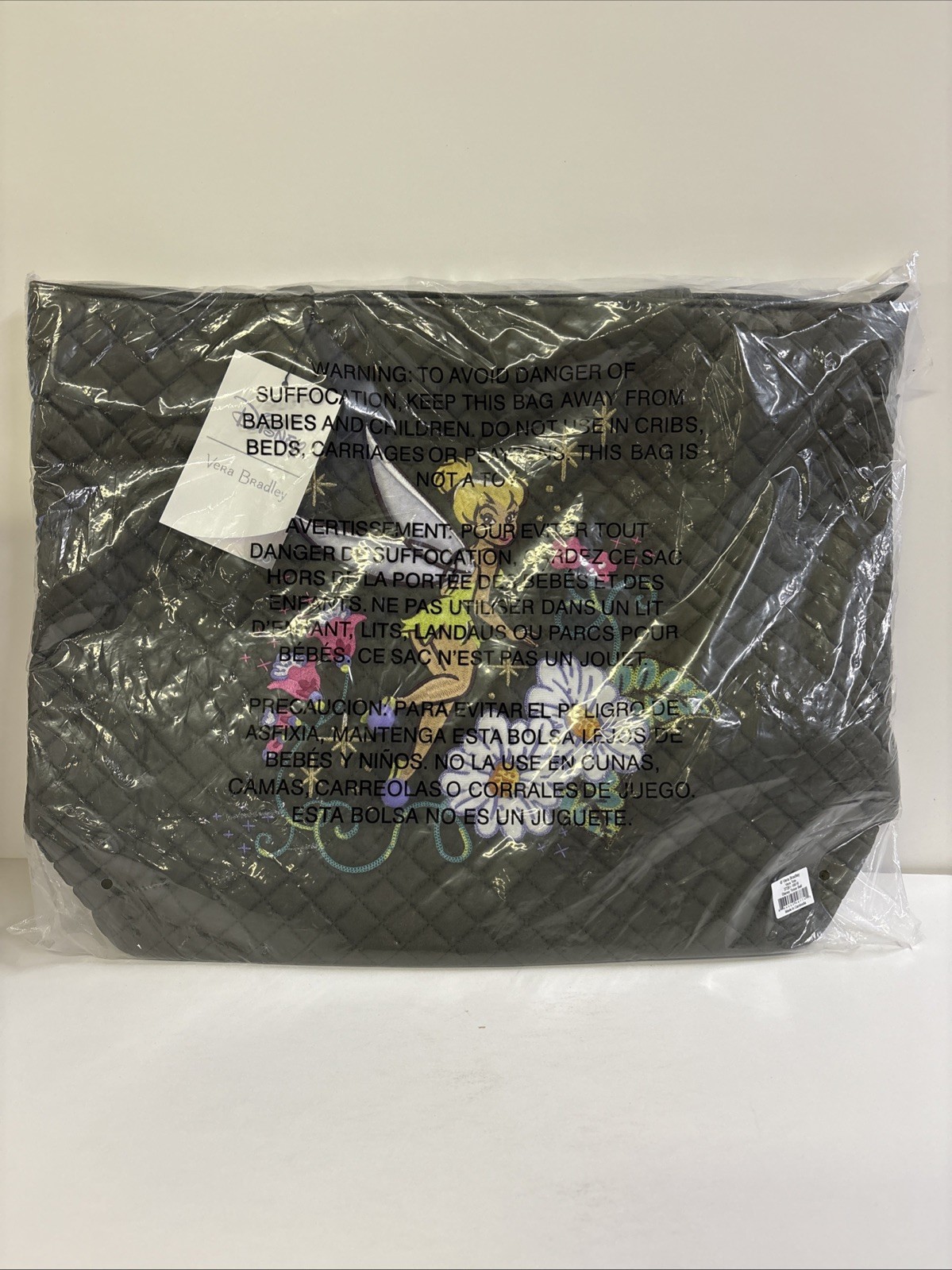 Sealed With Tag Vera Bradley Disney 100 Tinker Bell Large Tote Embroidered Bag
