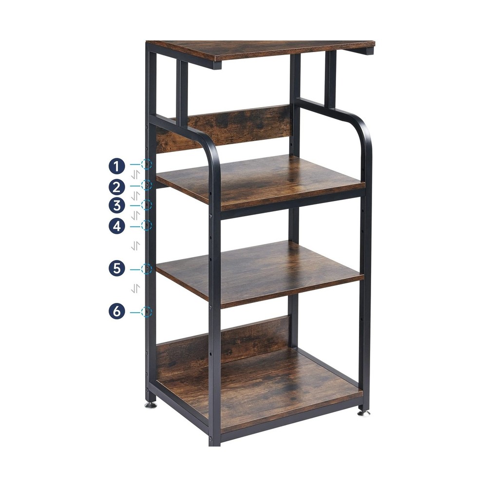 4-Tier Printer Stand with Adjustable Storage Shelf, Large Tall Printer Table ...