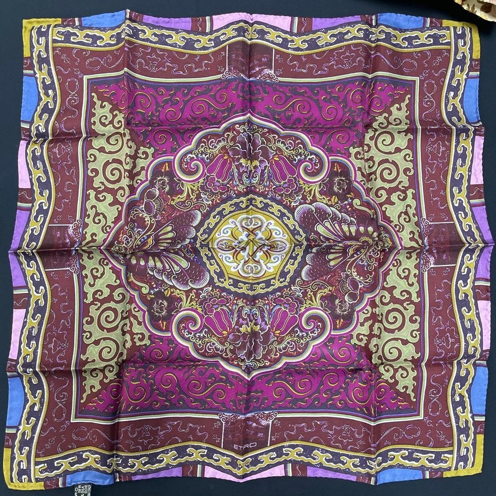 ETRO Small Scarf Picket Square Silk 45cm square