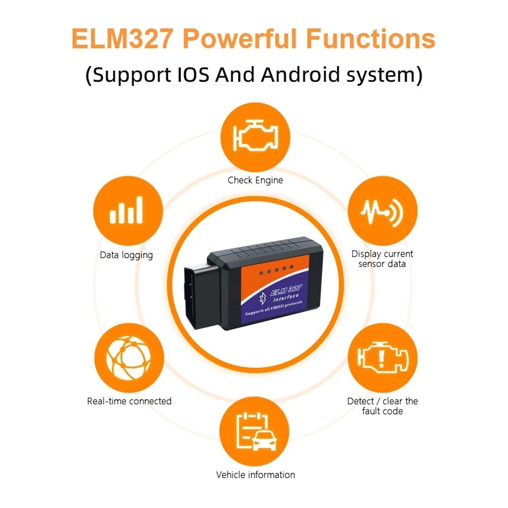 ELM327 V2.1Bluetooth OBD2 Code Reader Car Diagnostic Scanner for Android and iOS