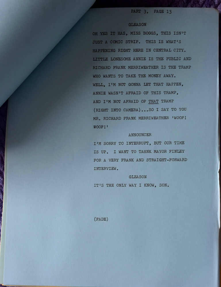 1966 " The Jackie Gleason Show " Original Screenplay Script