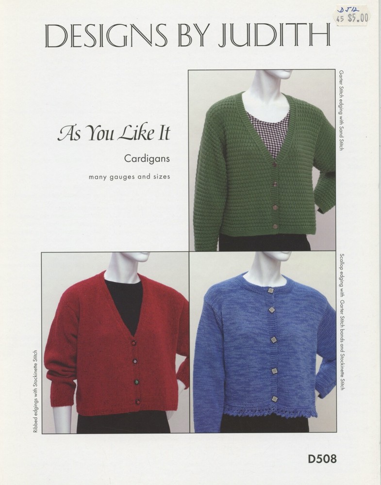 Designs by Judith Knitting Pattern Book D508 As You Like It - Cardigans
