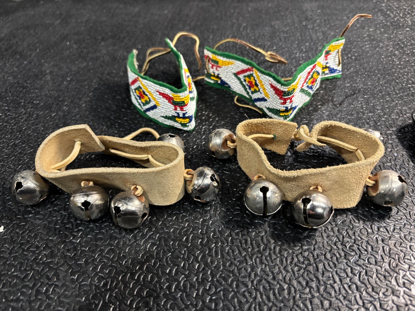 Ceremonial Native American Dancing Bells Leather/Bells  AND Painted strap set