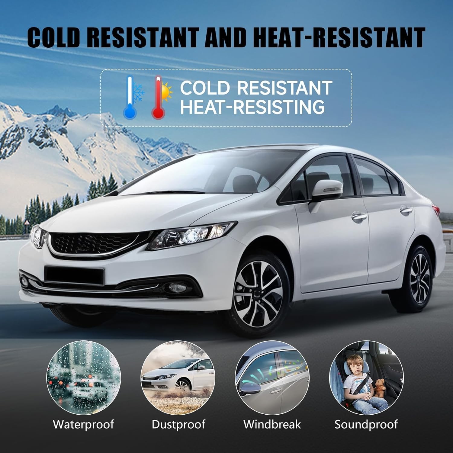 4 Pzs Moldura Exterior Ventana Sello Impermeable para Honda Civic 2012-2015