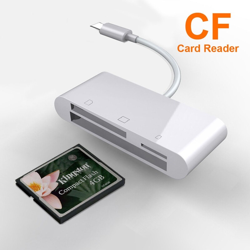 TYPE C Multi Card Reader Adapter for Micro SD / SD / SDXC / SDHC / CF - PC Mac