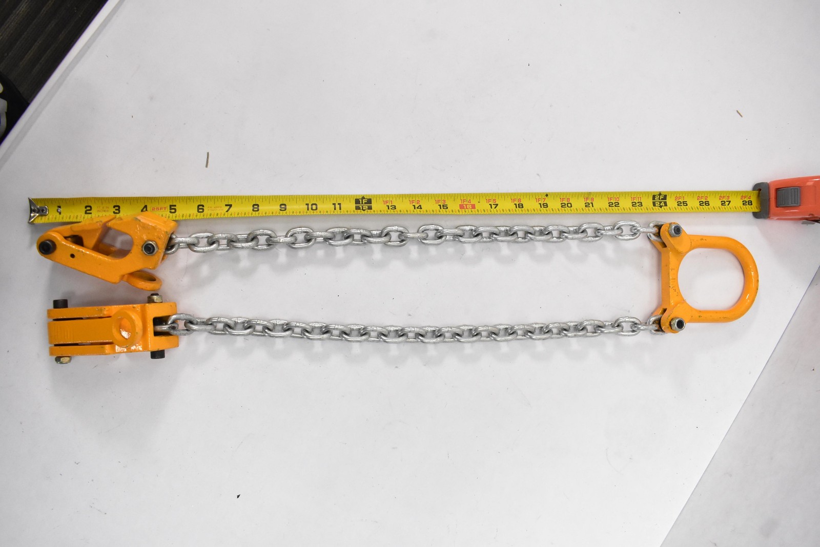 Dual Plate Lifting Clamps With Chain Sling Orange Steel Rigging Hoist Tool