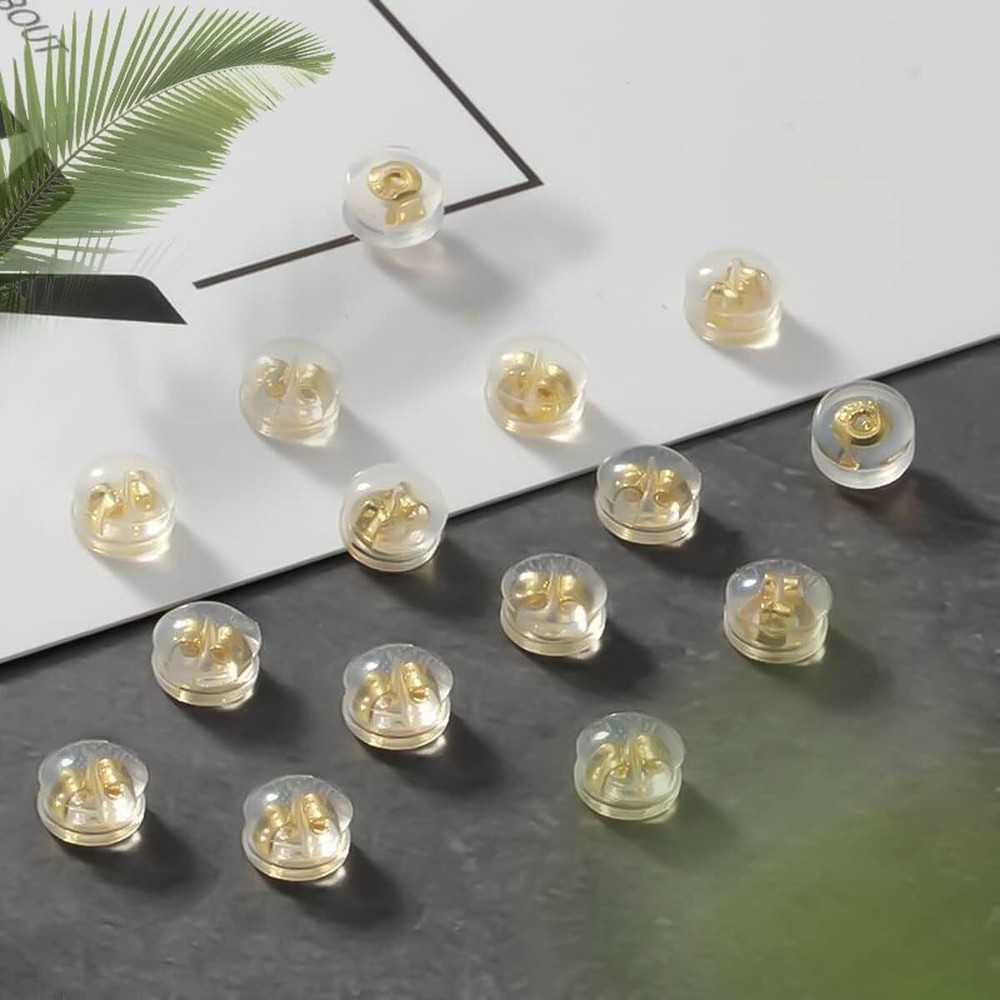 18K Gold Secure Earring Backs for Studs,925 Silver Silicone Earring Backs Hyp...