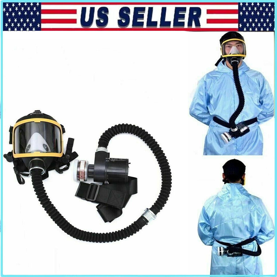 Full Face Gas Mask Flow Respirator Electric Supplied Air Fed Flow System Device