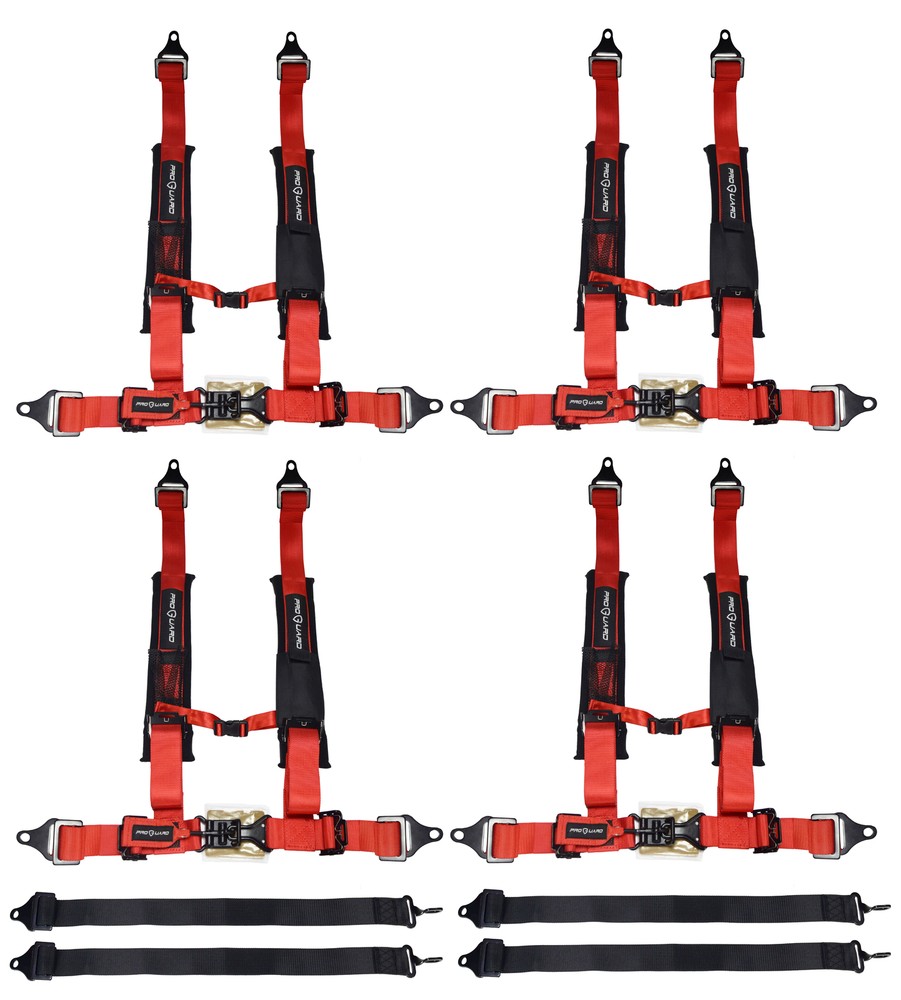 ProGuard Red 4 Point Harness 2" Straps Universal UTV Off-Road Harness 4 Pack