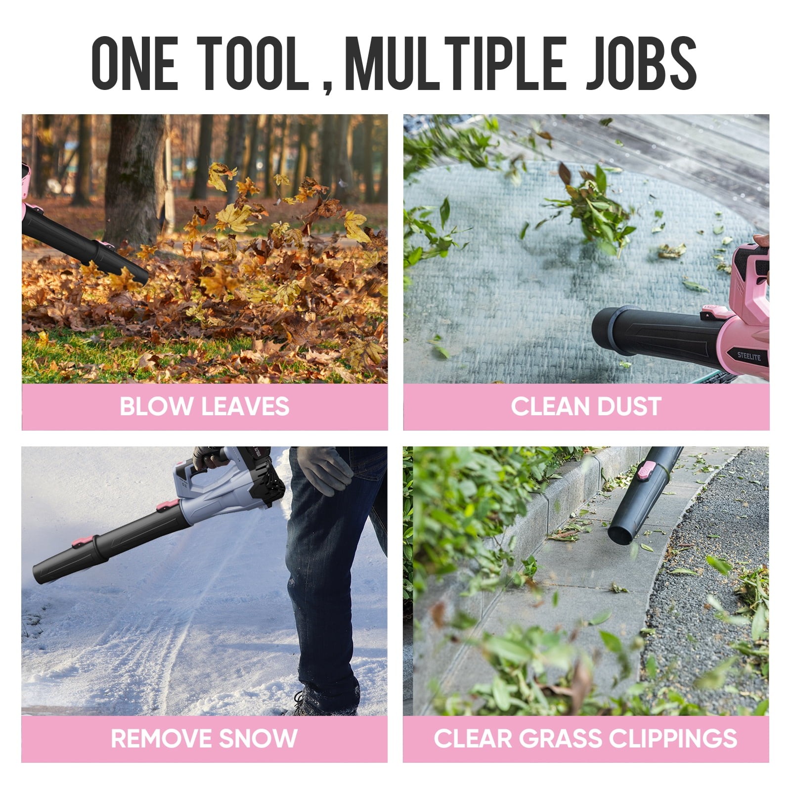 Steelite Electric Cordless Leaf Blower 150 MPH/600 CFM 6 Speed w/ 2.0Ah Battery