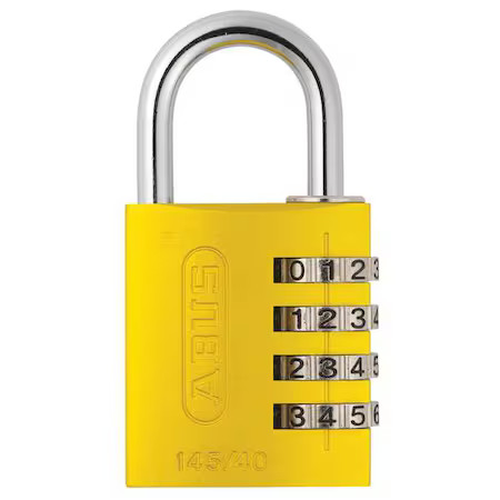 Abus 145/40 Yellow Combination Padlock, Side, Black/Silver