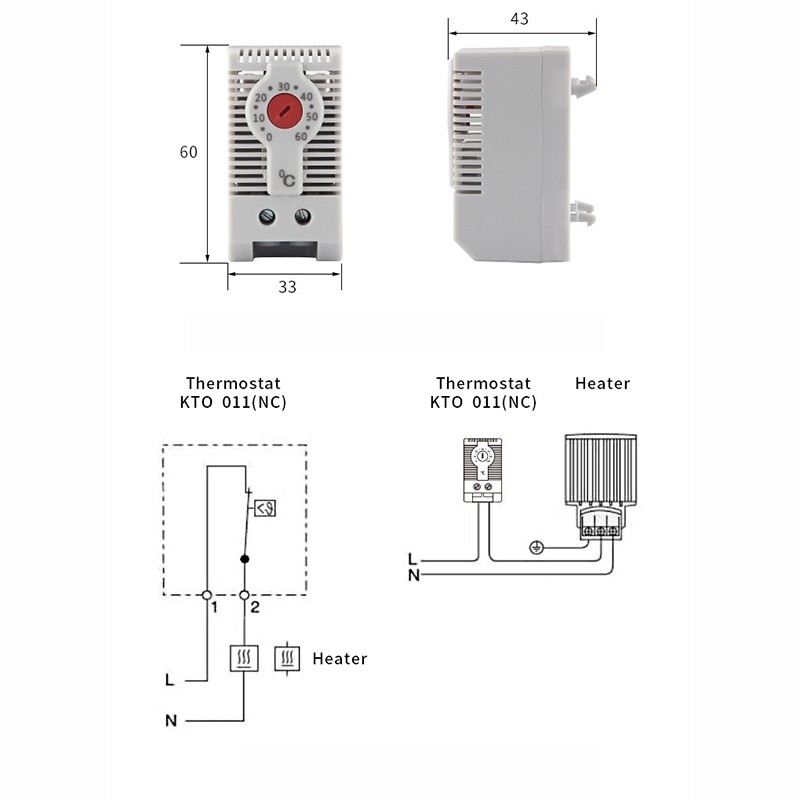 KTO011 Normally Closed NC Adjustable Mechanical Temperature Controller3773