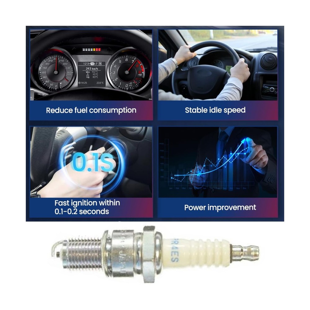 BPR4ES Spark Plug - BPR4ES SOLID Standard Spark Plug for Motorcycle Engines &...