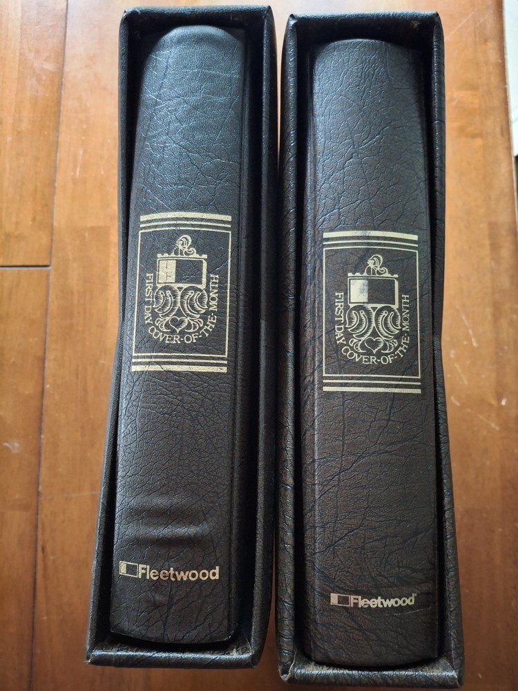 2 FLEETWOOD FDC FIRST DAY COVER OF THE MONTH 3-RING 2" BINDER with SLIPCASEs