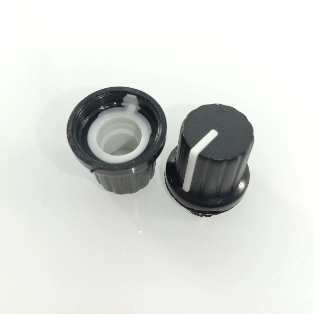 10pcs 6mm Diameter Shaft Hole Plastic Threaded Knurled Potentiometer Knobs Caps