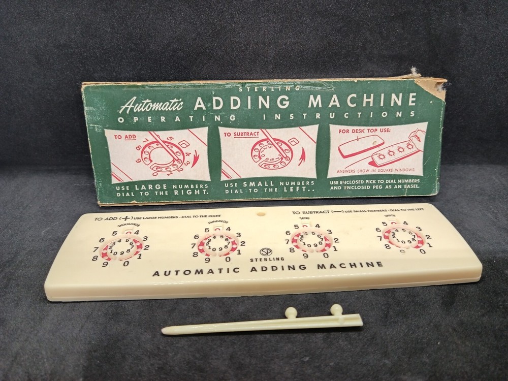 Vintage Sterling Automatic Adding Machine W/ Pick And Box