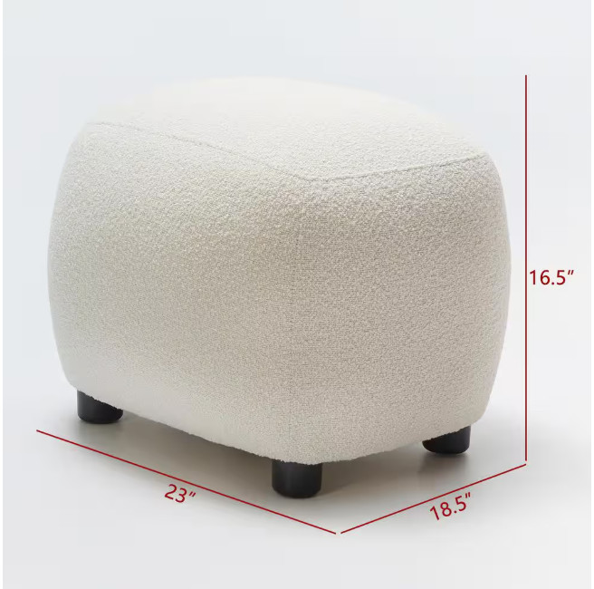 Boucle Upholstered Footrest Round Ottoman
