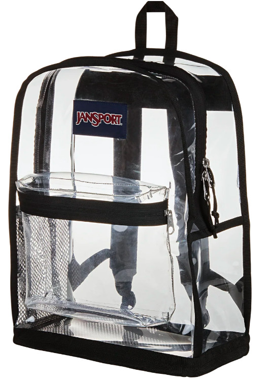 JanSport 25L 17.3'' Clear Backpack: TPU Shell, Lightweight, 1-Bottle Holder