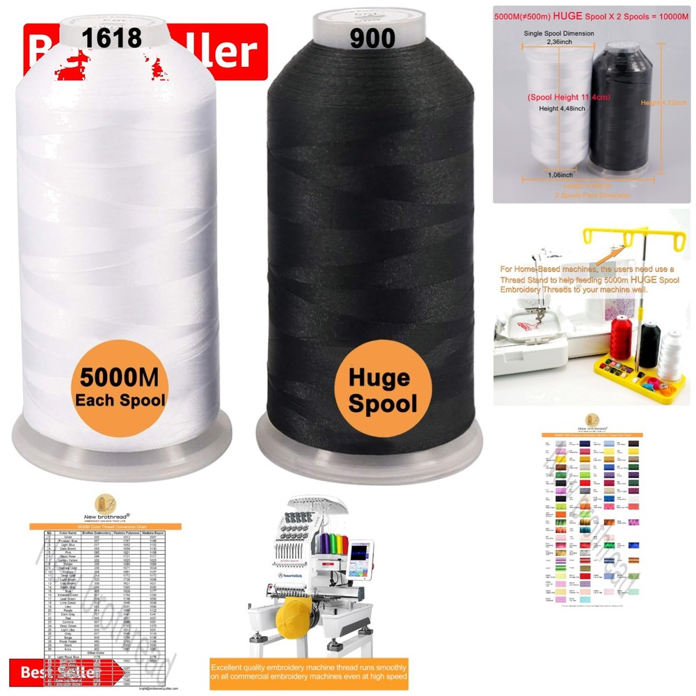 5000M Polyester Thread Assortment - Ideal for All Embroidery Machines