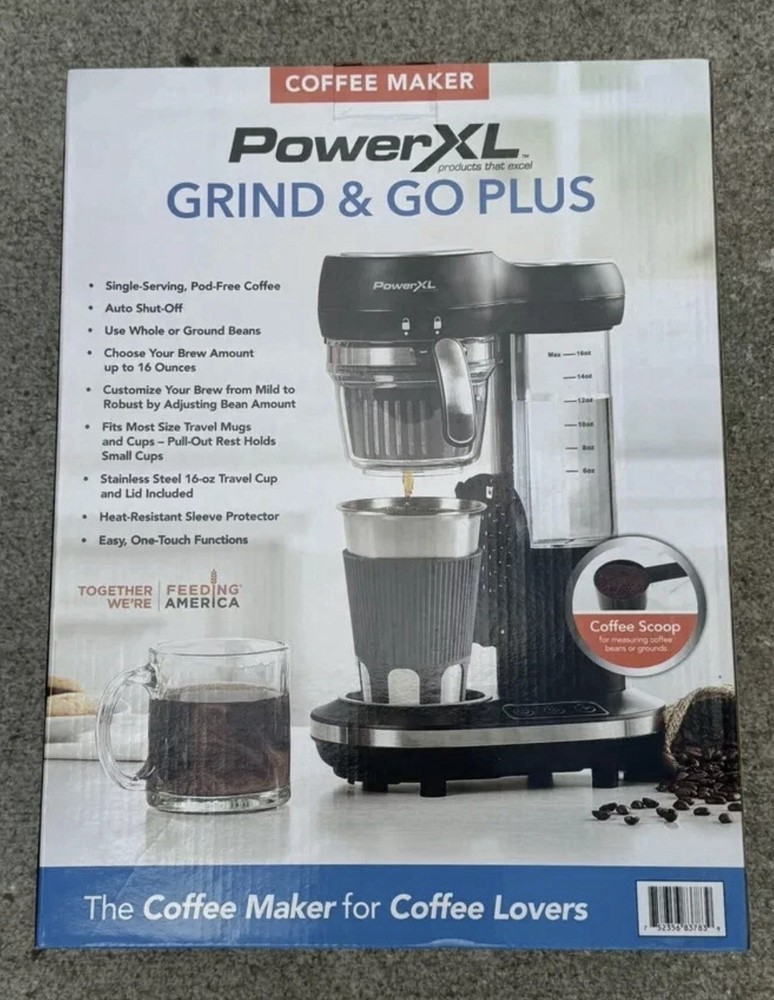 Grind and Go Plus Coffee Maker, Automatic Single-Serve Coffee Machine with 16-Oz
