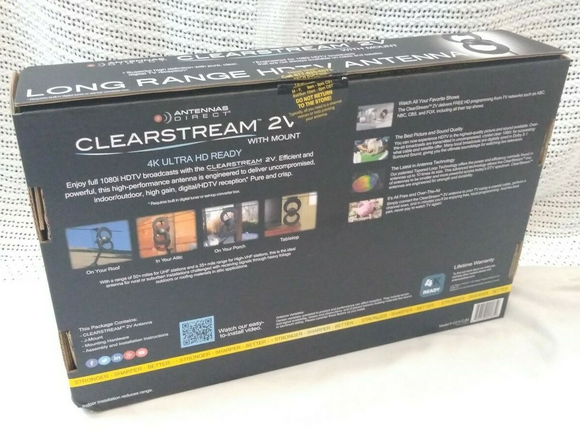 NEW ClearStream C2V-CJM Indoor/Outdoor HDTV Antenna w/ Mount 60+ Mile Range 1373