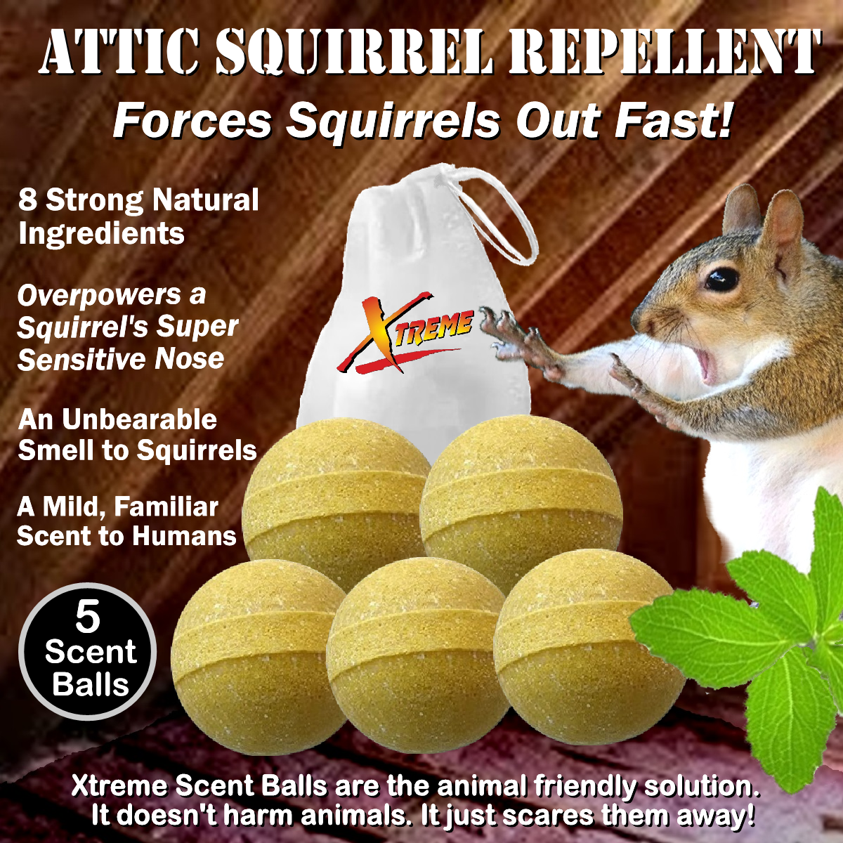 Xtreme Attic Squirrel Repellent. Drives Squirrels Out Fast! 5 Pack